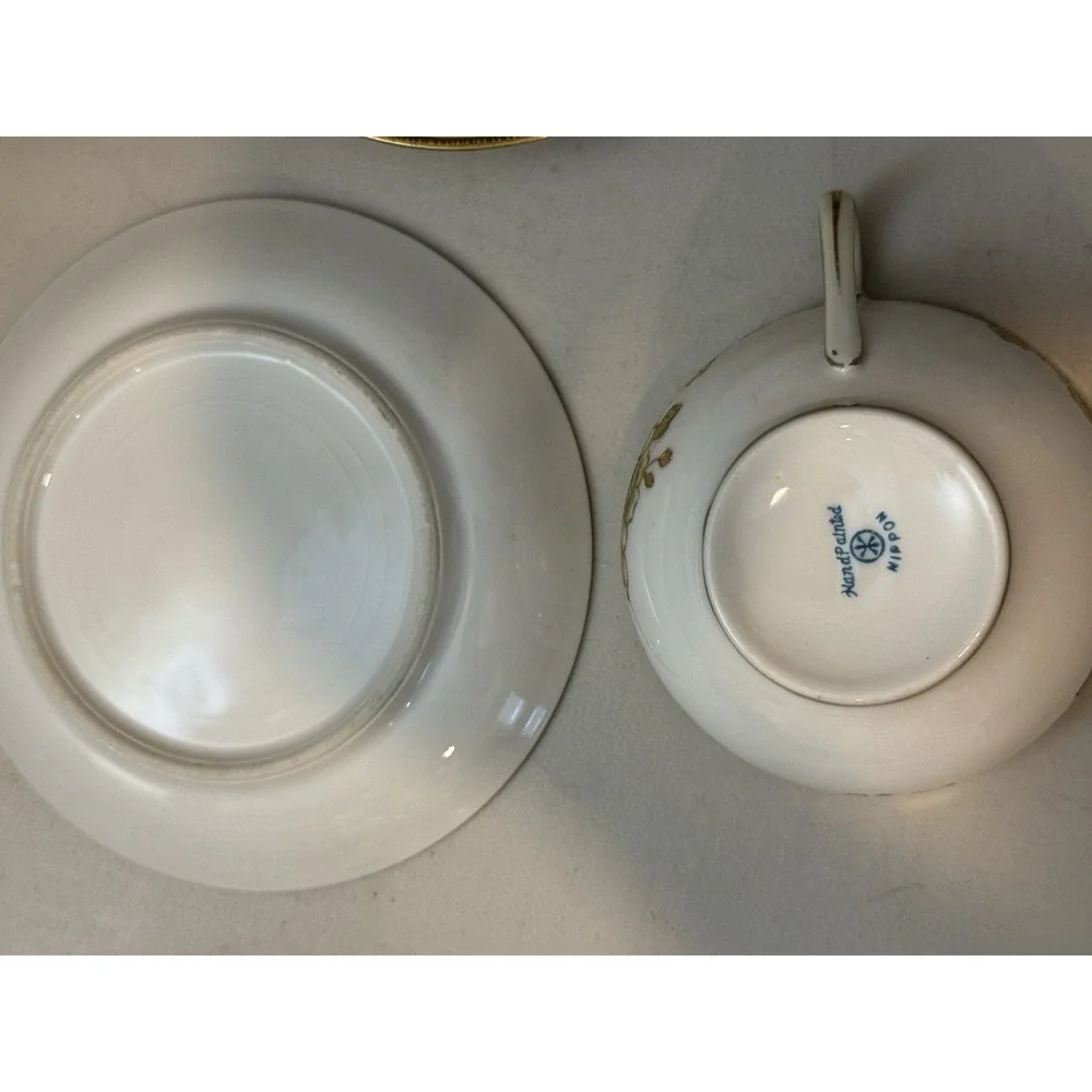 Vintage Mixed Set Bone china Nippon gold leaf  7 Piece China Tea Set